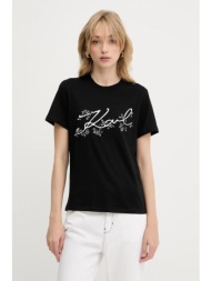 βαμβακερό μπλουζάκι karl lagerfeld χρώμα: μαύρο, a3w17018 100% οργανικό βαμβάκι