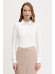 πουκάμισο tommy hilfiger χρώμα: άσπρο, ww0ww43528 96% βαμβάκι, 4% ελαστάν
