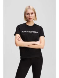 βαμβακερό μπλουζάκι karl lagerfeld χρώμα: μαύρο, a3w17102 100% βαμβάκι