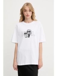 βαμβακερό μπλουζάκι karl lagerfeld χρώμα: άσπρο, a3w17084 100% οργανικό βαμβάκι