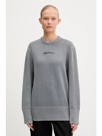 βαμβακερό πουλόβερ karl lagerfeld jeans χρώμα γκρι