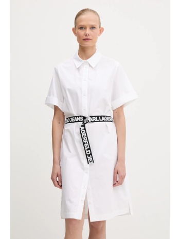 βαμβακερό φόρεμα karl lagerfeld jeans χρώμα άσπρο