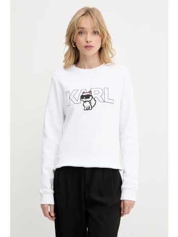 βαμβακερή μπλούζα karl lagerfeld γυναικεία, χρώμα άσπρο