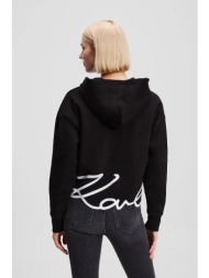 μπλούζα karl lagerfeld χρώμα: μαύρο, με κουκούλα, a3w20067 90% οργανικό βαμβάκι, 10% ανακυκλωμένος π