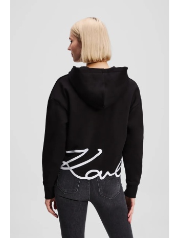 μπλούζα karl lagerfeld χρώμα μαύρο, με κουκούλα, a3w20067