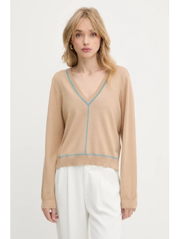 πουλόβερ karl lagerfeld χρώμα μπεζ, a3w18023 54% βισκόζη