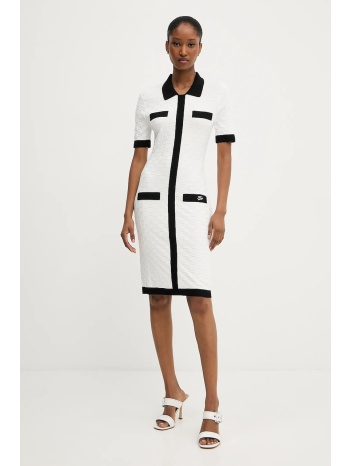 φόρεμα karl lagerfeld χρώμα άσπρο, a3w13036 56% νάιλον