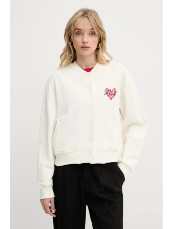 βαμβακερή μπλούζα karl lagerfeld γυναικεία, χρώμα μπεζ