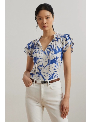 λευκή μπλούζα lauren ralph lauren γυναικεία, χρώμα μπλε