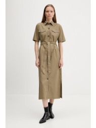 φόρεμα από λινό μείγμα barbour nicole χρώμα: πράσινο, ldr0894 70% βαμβάκι, 30% λινό