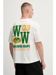 μπλουζάκι adidas originals glbl hoops tee χρώμα: μπεζ, jw6650 70% βαμβάκι, 30% πολυεστέρας