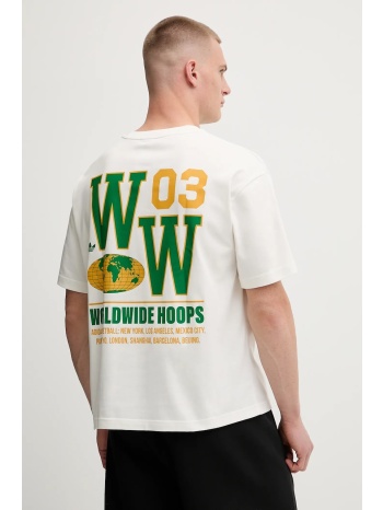 μπλουζάκι adidas originals glbl hoops tee χρώμα μπεζ