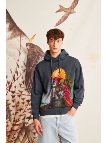 μπλούζα medicine χρώμα γκρι, με κουκούλα κύριο υλικό 100%