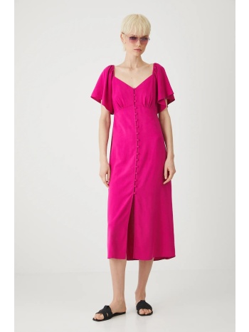 φόρεμα από λινό μείγμα medicine χρώμα ροζ 85% βισκόζη, 15%