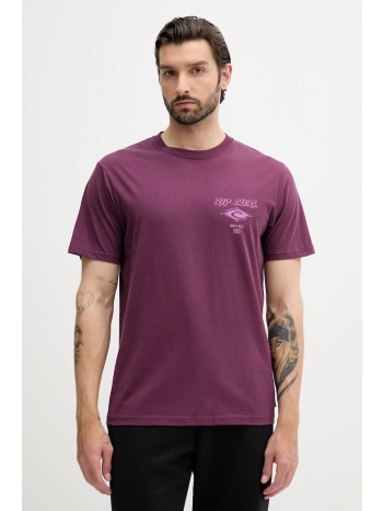 βαμβακερό μπλουζάκι rip curl ανδρικό, χρώμα μοβ, 0camte