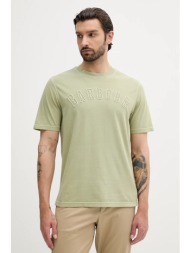 βαμβακερό μπλουζάκι barbour banford ανδρικό, χρώμα: πράσινο, mts1443 100% βαμβάκι