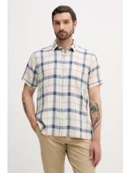 πουκάμισο από λινό barbour croft ανδρικό, χρώμα: μπλε, msh5197 55% λινό, 45% lyocell