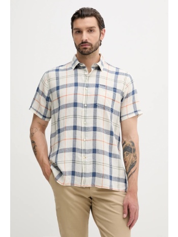 πουκάμισο από λινό barbour croft ανδρικό, χρώμα μπλε