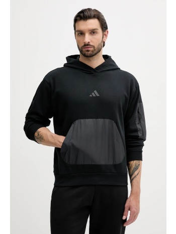 μπλούζα adidas city escape χρώμα μαύρο, με κουκούλα