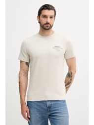 μπλουζάκι barbour huckley χρώμα: μπεζ, mts1301 86% βαμβάκι, 14% ελαστάν