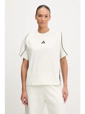 βαμβακερό μπλουζάκι adidas stadium χρώμα μπεζ, jw0450 100%