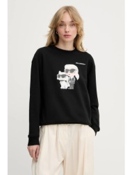 μπλούζα karl lagerfeld χρώμα: μαύρο, a3w20057 90% βαμβάκι, 10% πολυεστέρας