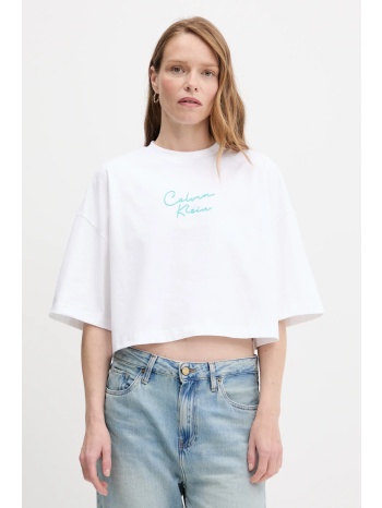 βαμβακερό μπλουζάκι calvin klein jeans χρώμα άσπρο