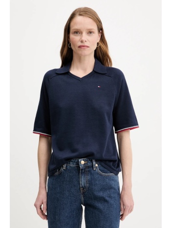 βαμβακερό πουλόβερ tommy hilfiger χρώμα ναυτικό μπλε