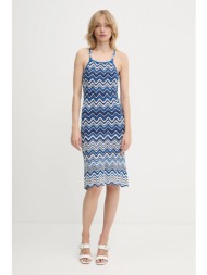 φόρεμα morgan χρώμα: μπλε, rmelan 61% βισκόζη, 32% πολυαμίδιο, 5% πολυεστέρας, 2% μεταλλικές ίνες