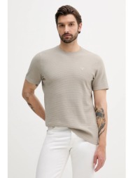 βαμβακερό μπλουζάκι barbour platford ανδρικό, χρώμα: μπεζ, mts1464 100% βαμβάκι