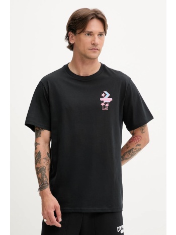 βαμβακερό μπλουζάκι converse ανδρικό, χρώμα μαύρο