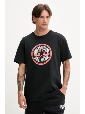 βαμβακερό μπλουζάκι converse ανδρικό, χρώμα μαύρο