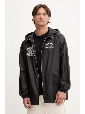 μπουφάν tommy jeans χρώμα μαύρο, dm0dm21679 100%