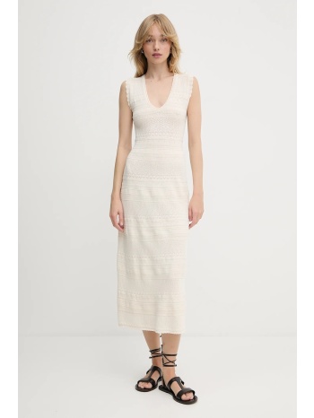 φόρεμα morgan χρώμα μπεζ, rmalisa 70% βισκόζη, 30%