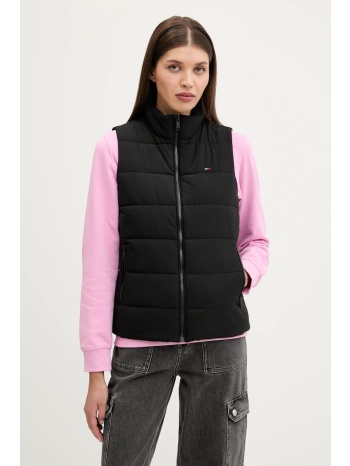 αμάνικο μπουφάν tommy jeans χρώμα μαύρο, dw0dw21409 υλικό