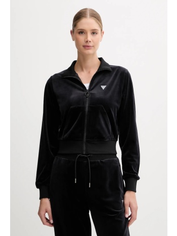 βελούδινη μπλούζα guess couture χρώμα μαύρο, v3bq22 k0232