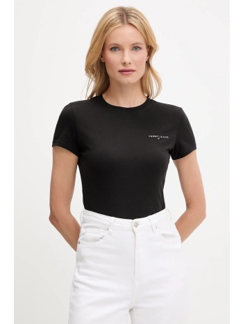 βαμβακερό μπλουζάκι tommy jeans χρώμα μαύρο, dw0dw21164