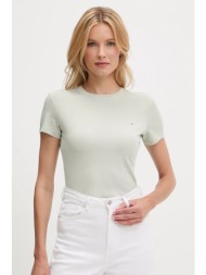 βαμβακερό μπλουζάκι tommy jeans χρώμα: πράσινο, dw0dw21164 100% βαμβάκι