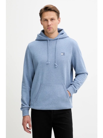 βαμβακερή μπλούζα tommy jeans χρώμα μπλε, με κουκούλα