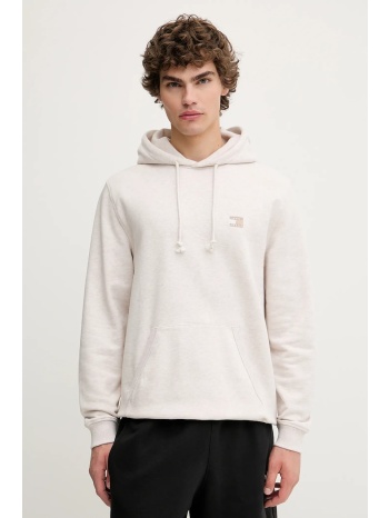 βαμβακερή μπλούζα tommy jeans χρώμα μπεζ, με κουκούλα