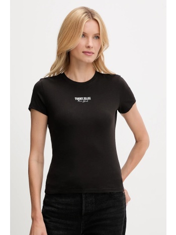 βαμβακερό μπλουζάκι tommy jeans 2-pack χρώμα μαύρο