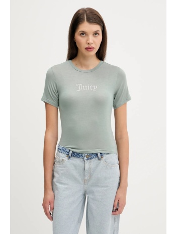 μπλουζάκι juicy couture sheer fitted tee χρώμα πράσινο