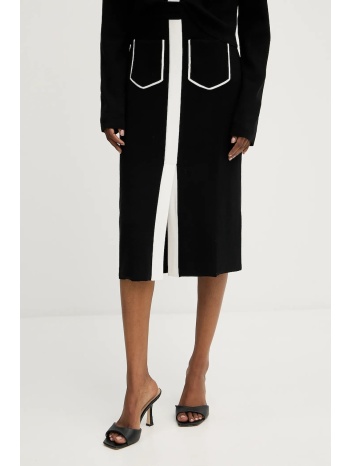 φούστα karl lagerfeld χρώμα μαύρο, a3w12023 79% βισκόζη