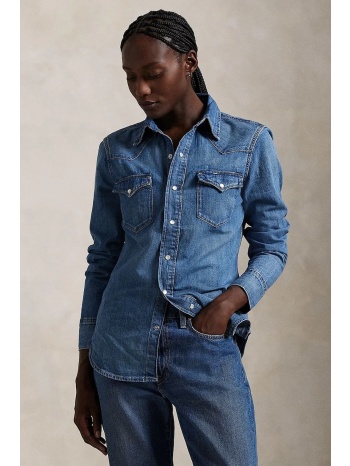 πουκάμισο polo ralph lauren χρώμα μπλε, 211969402 100%