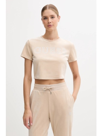 παιδικό μπλουζάκι guess couture χρώμα μπεζ, v3bi01 k0232