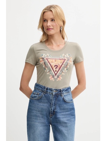 μπλουζάκι guess χρώμα πράσινο, w5yi08 j1314 95% βαμβάκι