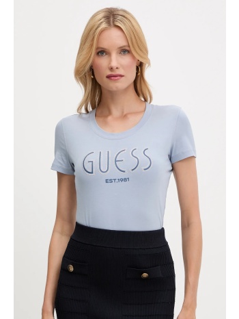 μπλουζάκι guess χρώμα μπλε, w5yi05 j1314 95% βαμβάκι, 5%