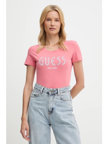 μπλουζάκι guess χρώμα πορτοκαλί, w5yi05 j1314 95% βαμβάκι