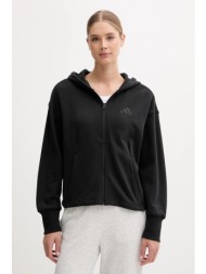 βαμβακερή μπλούζα adidas all szn γυναικεία, χρώμα: μαύρο, με κουκούλα, jj1251 100% βαμβάκι