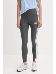 κολάν adidas 3-stripes χρώμα: γκρι, jz3299 90% βαμβάκι, 10% σπάντεξ